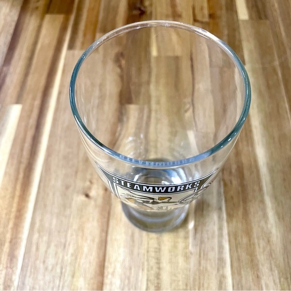 Steamworks Brewing Company Beer Glass 6 1/2” tall Skier Logo Retro Pilsner Glass - Picture 4 of 7